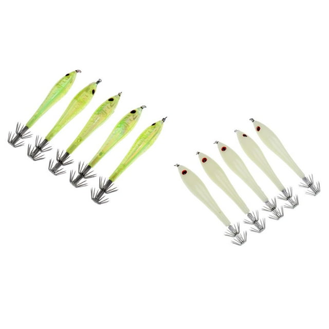 10pcs Noctilucente Cebos Sepia con Ganchos Trampas Anzuelos Atracción shamjiam Anzuelos para señuelos de pesca