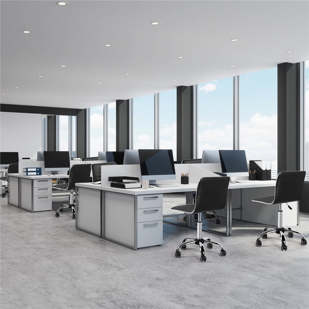 Alden Design Modern Adjustable Armless Faux Leather Swivel Office Chair, Black