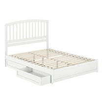 Lucia Queen Wood Platform Bed with Panel Footboard and Storage Drawers in White