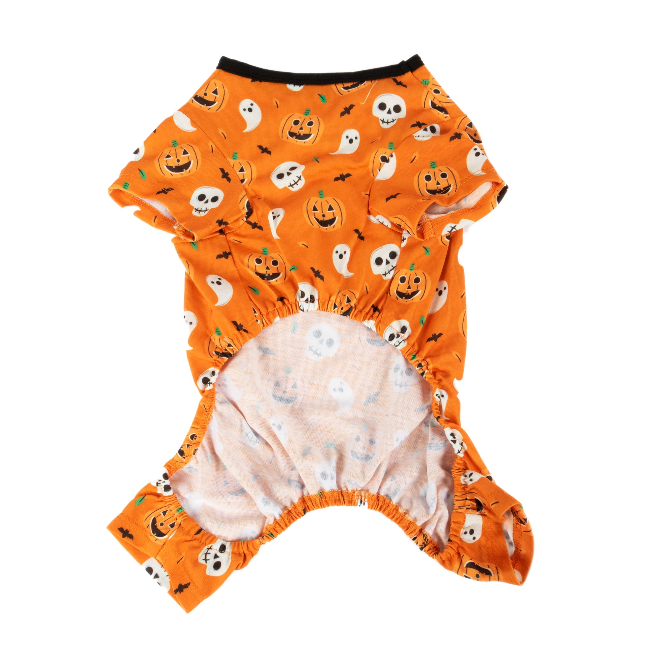Vibrant Life Halloween Dog Clothes, Orange Pumpkin Ghost Pajama, for Dogs or Cats, Size XXS