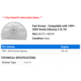 thumbnail image 2 of Fuel Screen - Compatible with 1999 - 2004 Honda Odyssey 3.5L V6 2000 2001 2002 2003, 2 of 2