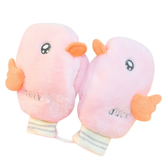 Yanyanz Gloves Mittens, Children's Warm Cute Winter Outdoor Neck Mittens Gloves Gloves Soft Cycling Duckling Gloves, Gloves Pink One Size