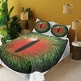 thumbnail image 2 of Ambesonne Reptile Fitted & Top Sheet Set with Shams, Exotic Cat Eye Egypt, Black Green Red, 2 of 5