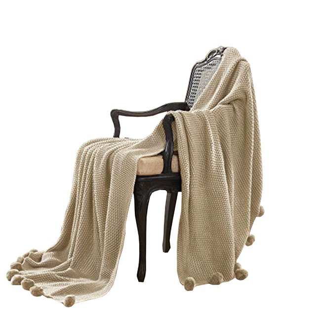 Manta de acrílico de punto trenzado Dreux con diseño de puntadas de semillas The Urban Port beige
