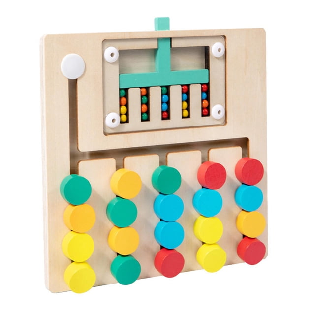 HILABEE Montessori Wooden Color Matching Puzzles Board Brain Teasers Game for Ages 3+ 5 Colors