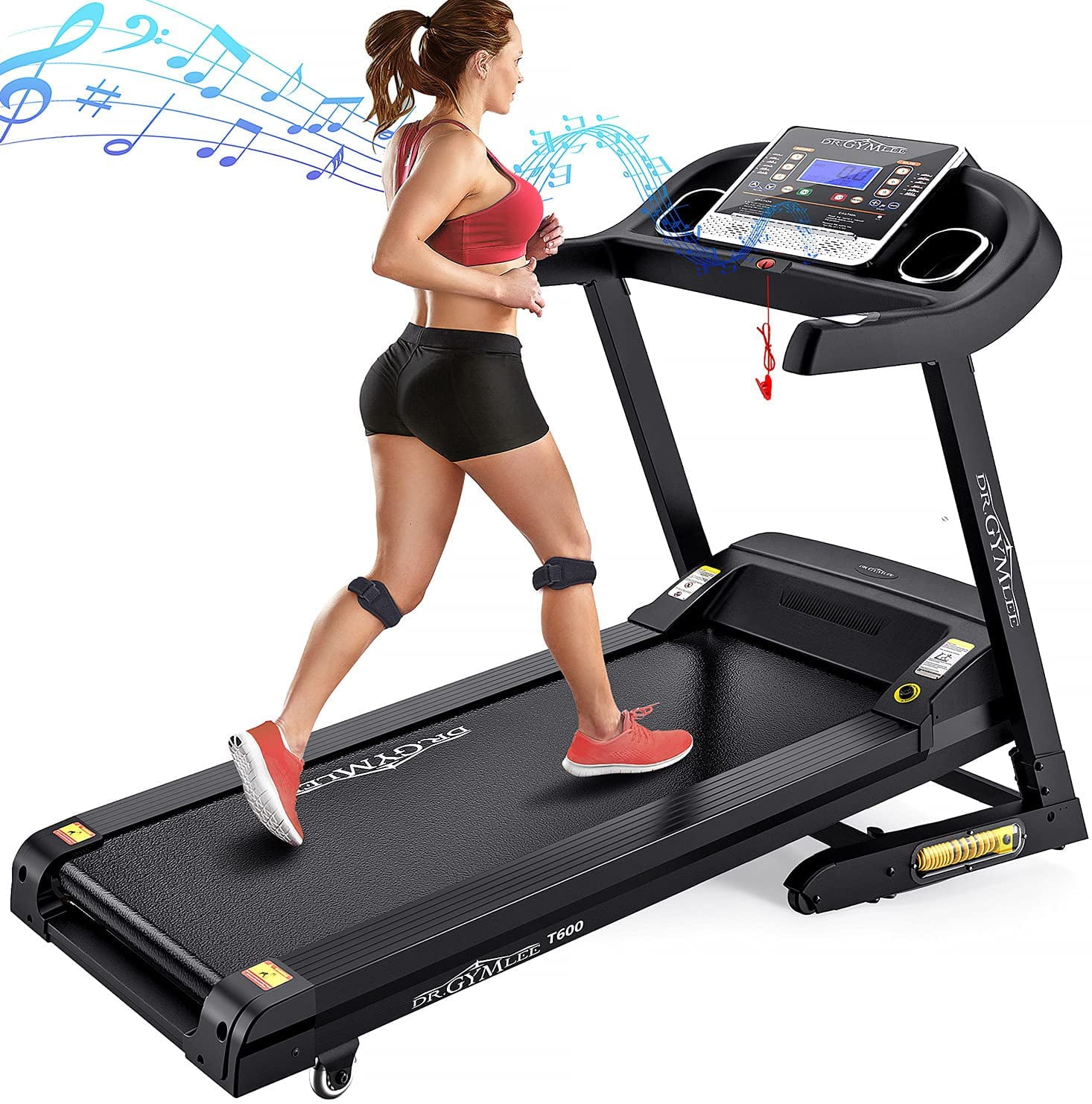 Calories and 3 Incline Positions for Running and Walking Exercise OMA Home Treadmills Black Max 2.25 CHP Electric Home Gym Treadmills with LED Display of Tracking Heart Rate