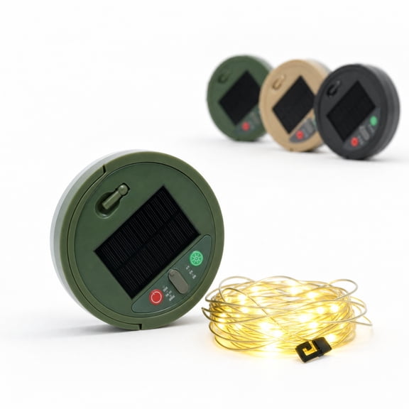 Solar String Lights Outdoor, 10M Retractable Camping Lights with Hook, Waterproof LED Copper Wire Fairy Lights, 8 Modes Warm White Portable Tent Lights for Patio Garden Party RV