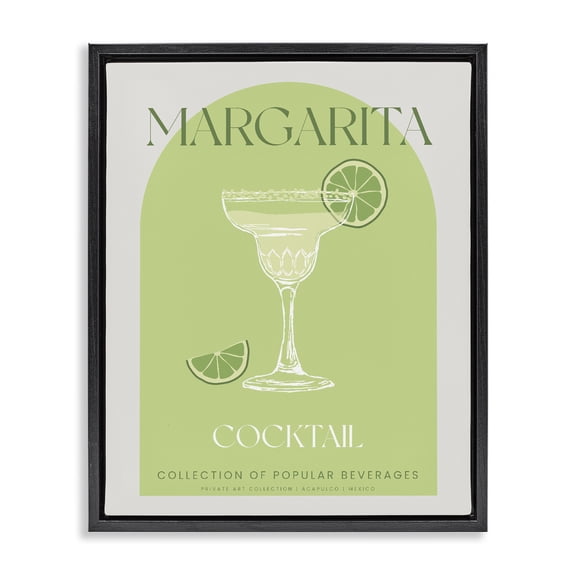Stylish Retro Margarita Black Framed Floater Canvas Wall Art, design by Lil' Rue