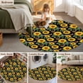 thumbnail image 5 of Small Round Rug 3Ft Washable Non-Slip, Sunflowers Circle Area Rugs for Living Room Bedroom, Farmhouse Botanical Blossom Florals Butterfly Indoor Floor Mats Carpet Runner for Home Decor, 5 of 8