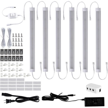 

LED Under Counter Light Fixtures Hardwired Cabinet Strip Lighting Kit 24V Plug in Cupboard Lights Linkable for Kitchen Bar Closet Showcase Self(6 Lights 12In 2700K)