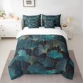 thumbnail image 2 of Manfei Ginkgo Leaf 7-Piece Twin Bedding Sets,Natural Plant Bedding Comforter Set,Cyan Black Sheet Sets For Men Women,Ultra Soft Home Decor, 2 of 8