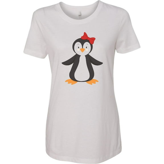 Inktastic Cute Penguin, Little Penguin, Penguin with Bow Women's T-Shirt