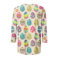 thumbnail image 4 of Hauts à Manches 3/4 pour Femmes Mode Été T-shirt Imprimé Jour de Pâques Blouse Col Rond Décontracté Hauts Tendance en Liquidation, 4 of 5