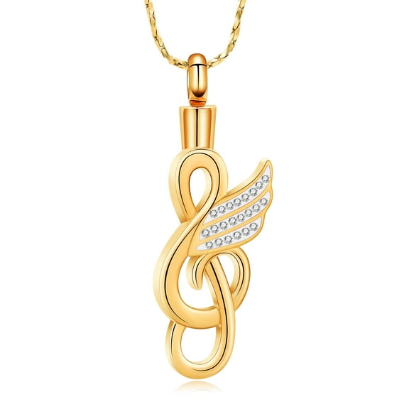Crystal Music Note Cremation Urn Necklace for Ashes Keepsake Memorial Cremation Jewelry Rhinestones Musical Symbol Keepsake Memorial Pendant Jewelry