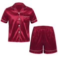thumbnail image 1 of Summer Men Silky Satin Pajamas Set Short Sleeves Button Down Shirts Tops with Elastic Waist Shorts Male Sleepwear LoungewearXXL Gong Bohan LED, 1 of 2