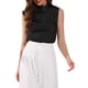 thumbnail image 4 of INSPIRAR CHIC Blusas sin mangas de satén para mujeres con cuello drapeado y fruncido, casual elegante, talla XS, negra, 4 of 6