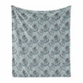 thumbnail image 1 of Floral Soft Flannel Fleece Throw Blanket, Grunge Look Sketch Art Flowers Roses Leaves Print, Cozy Plush for Indoor and Outdoor Use, 50" x 60", Blue Grey Multicolor, by Ambesonne, 1 of 5