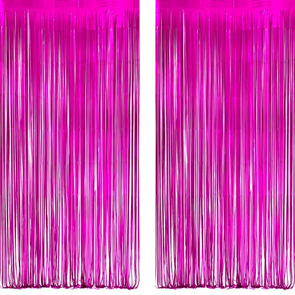 Telón de fondo Party Streamers GREATRIL, fucsia brillante, 1 m x 2,5 m, paquete de 2