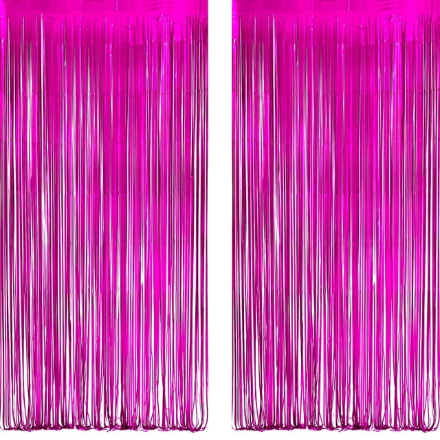 Telón de fondo Party Streamers GREATRIL, fucsia brillante, 1 m x 2,5 m, paquete de 2