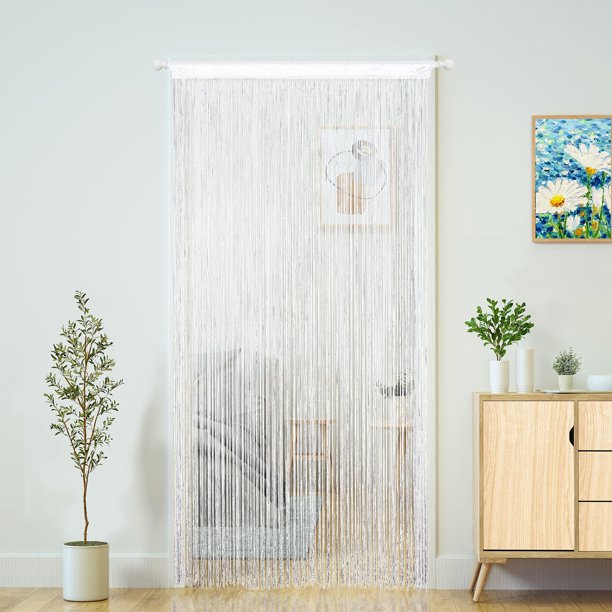 Cortina YaoYue para puerta, 100 x 280 cm, poliéster blanco