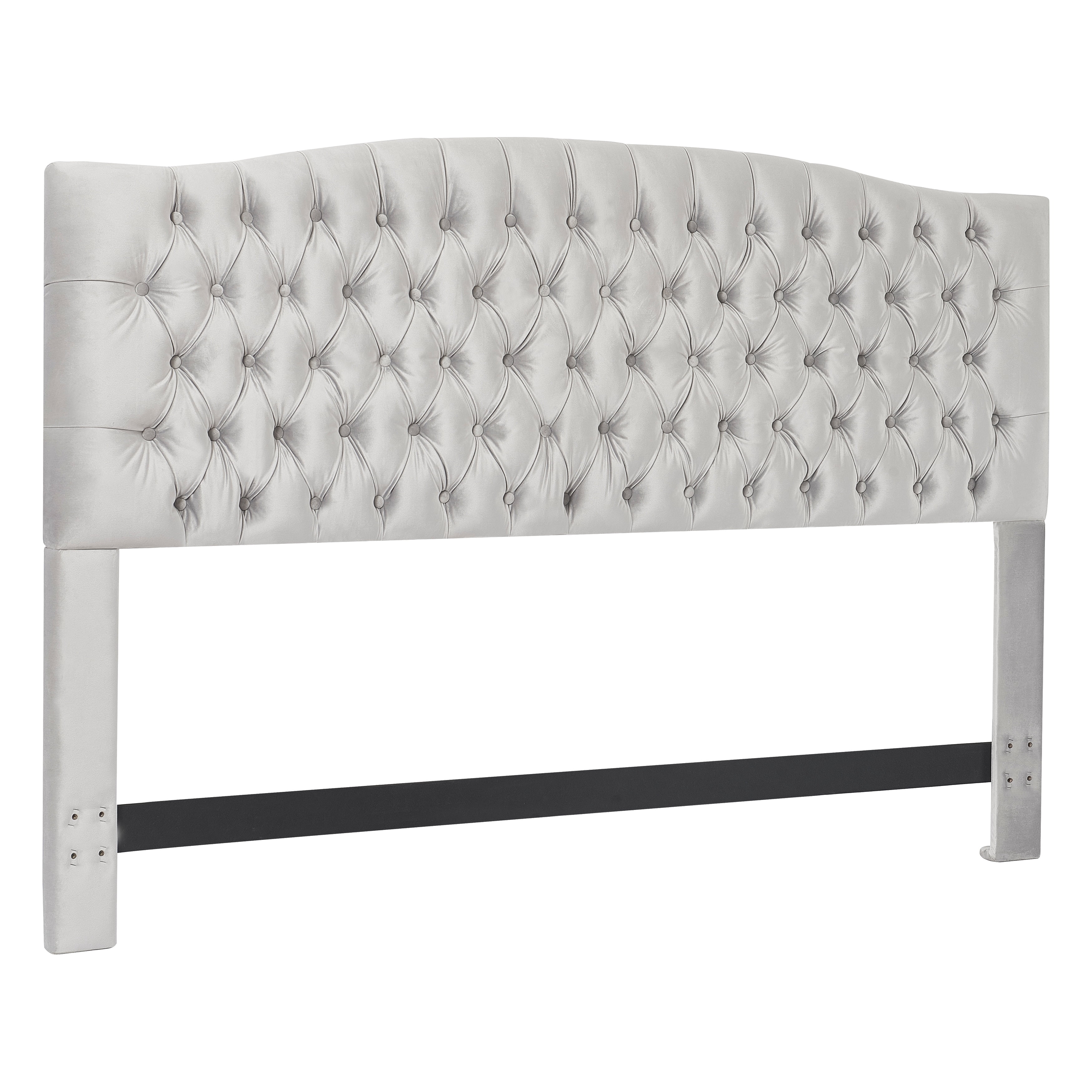 Elle Decor Celeste Queen Size Headboard Pearl Grey Velvet
