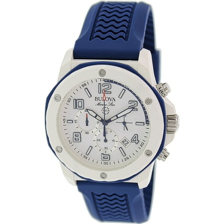 UPC 042429509528 product image for Bulova Men's Marine Star Chronograph Blue Rubber White Dial | upcitemdb.com