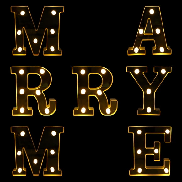 OUNONA 1 Set of Marry Me Light Up Sign Plastic Illumination for Couples in Wedding Proposal