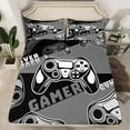 thumbnail image 2 of Feelyou Gaming Gamer Kids Bed Sheets, Game Gamepad Controller King Sheets, Grey Cartoon Style Sheet Set, Microfiber Bedroom Decor, 4pcs, 2 of 7