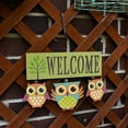 thumbnail image 2 of Wooden Owl Welcome Sign Front Door Decor Hanging Wall Art 12x7.75inch Decorative Hanging Sign (Green), 2 of 7
