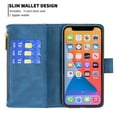 thumbnail image 4 of Mantto Cases for Apple iPhone 11 - 6.1 inch Butterfly Embossed Patterned Zipper Pocket Wallet Case for Women Card Holder Flip Cover Kickstand PU Leather Magnetic Folio with Strap, Darkblue, 4 of 8