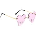 thumbnail image 2 of lunettes De Soleil Pour Femme 1 Paire De Lunettes Roses En Fusion Lunettes De Soleil Sans Bordure En Forme De Cur Lentille De Couleur, 2 of 5