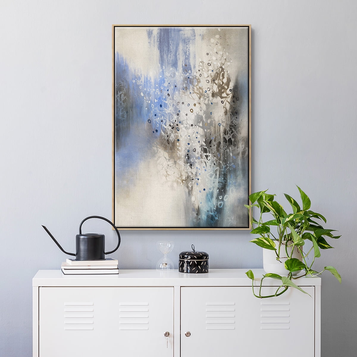 Glacier Stones Framed Premium Gallery Wrapped Canvas - Ready to Hang - 17 x 25 - Natural Wood Floating Frame