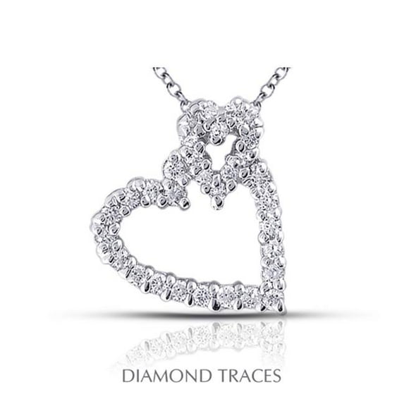 Diamond Traces UD-GOS344-5923 0.61 Carat Total Natural Diamonds 18K White Gold Prong Setting Heart Shape Fashion Pendant