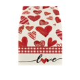 thumbnail image 2 of Red Heart Table Runner for Valentine's Day Decor, Romantic Table Flag for Wedding Anniversary, Flax Table Cover for Restaurant and Home Dining Setting(M), 2 of 6
