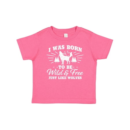 

Inktastic I Was Born to Be Wild and Free with Wolf and Mountains Gift Baby Boy or Baby Girl T-Shirt