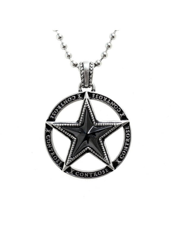 Controse Women's / Men's Silver-Toned Stainless Steel Dark Star Necklace 29" plus 2" extender