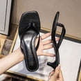 thumbnail image 3 of Dweltoz Women's Kitten Heel Sandals Square Toe Flip Flop Thong Sandals Slip on 1.7 Inch Aheeled Dressy Summer Shoes,Black 40, 3 of 8