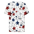 thumbnail image 4 of SELONE Womens T Shirt Memorial Day Plus Size Short Sleeve Notch Neck Button 4th of July Graphic Apparel Red White Blue Wear Clothes Gifts Activewear M, 4 of 5