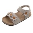 thumbnail image 3 of Gubotare Baby Sandals Infant Baby Girls Boys Summer Sandals Open Toe Lace Princess Dress Flats Shoes Newborn Toddler Soft Non-Slip Sole Walker Crib Shoes Size 6 (Beige,6 Toddler), 3 of 7