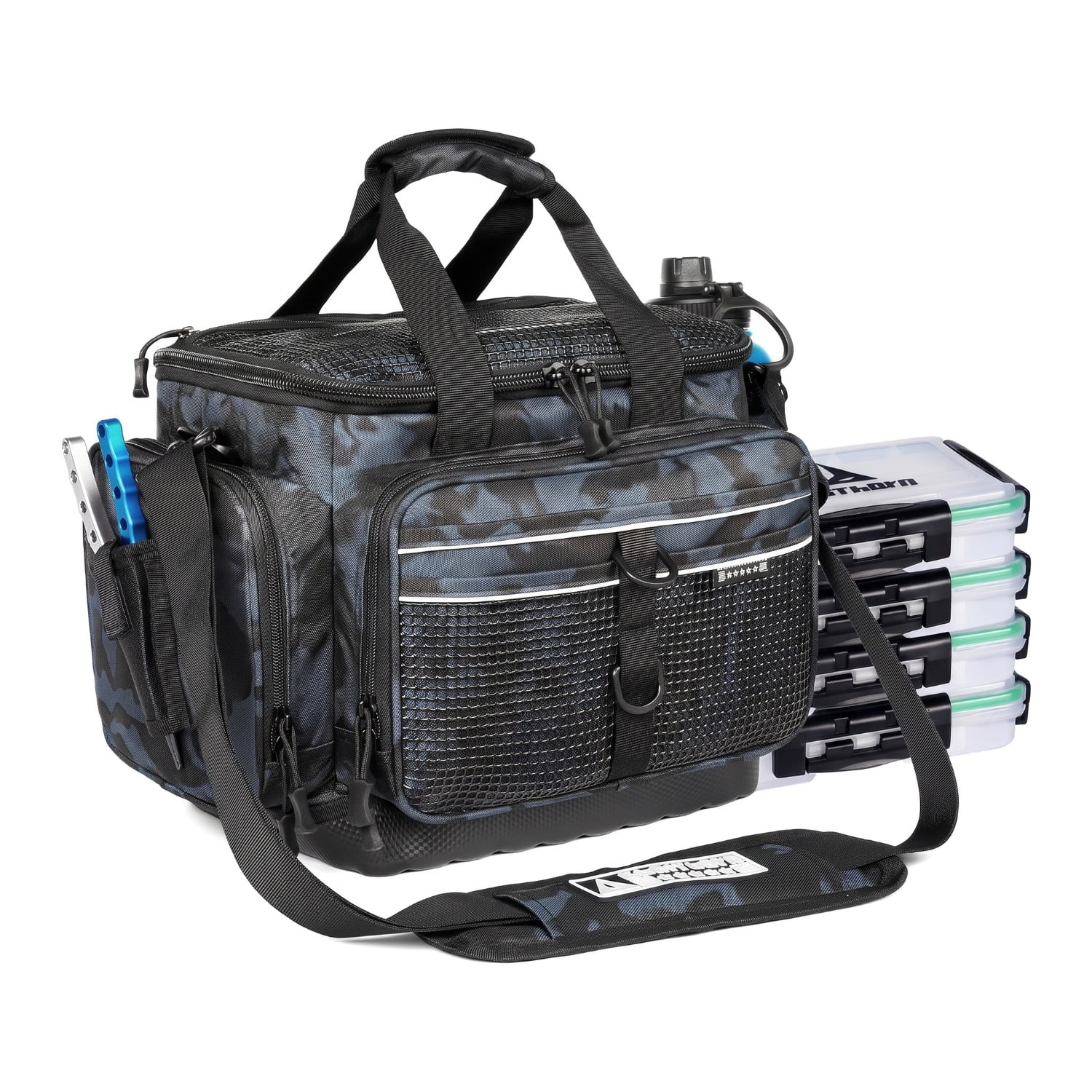 Unbranded Waterproof Fishing Tackle Bag with 4 3600 Boxes Lure Organizer Fishing Tackle Bag 3600 Trays Included with Removable Dividers Storage Lure Box Tackle Backpack for Lures Hooks and Gears