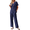 Navy Blue, variant on Ekouaer Women's 100% Cotton Pajamas Set Short Sleeve Button Down Pjs 2 Piece Soft Sleepwear with Long Pants Lounge Set