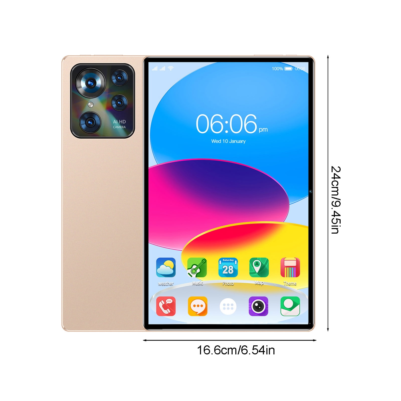5G Android Tablet, 10.1-inch Android Tablet HD Display, 10.1 "Ultras-Thin Tablet with Face Recognitions, Plug-In Card Support Phone Communication for Learning Game Video Office