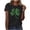 Black-KL-home supplies, variant on LEFTHIGH Home Ladies St. Patricks Day Printed Round Neck Short Sleeve Shirt Casual Top for Women House Items