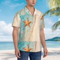thumbnail image 2 of KLL Men's Hawaiian Shirt Short Sleeve Button Down Beach Shirts-Starfish On The Sand Beach, 2 of 5