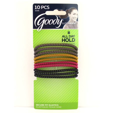 Goody Slideproof Secure Fit 4mm Hair Elastics 10 Pcs Asssorted