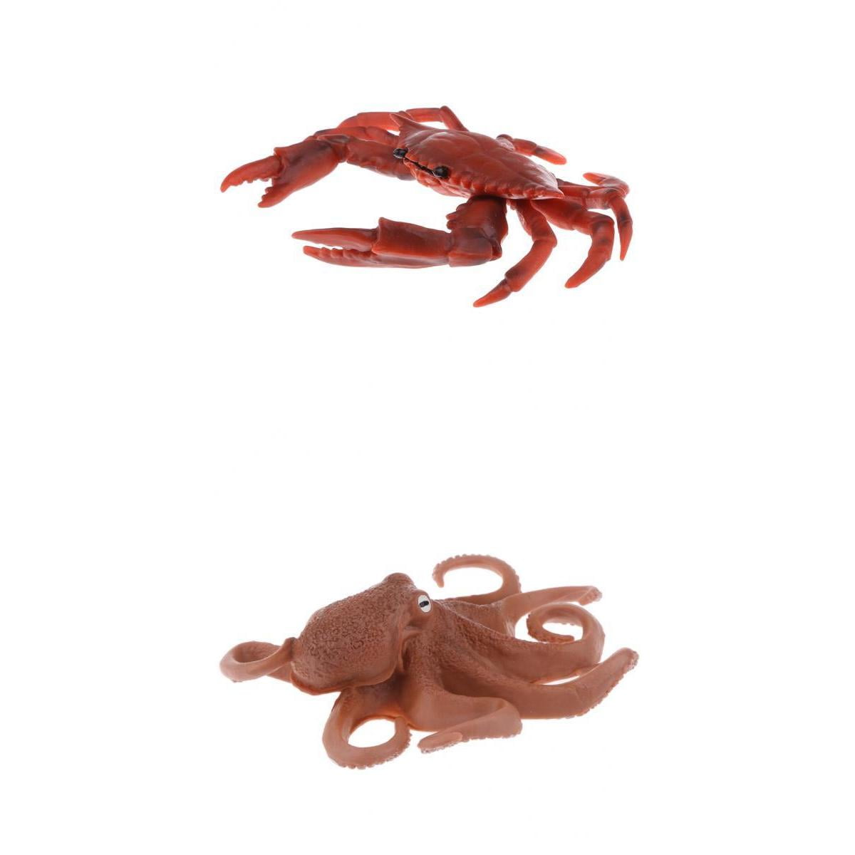 2PCS Realistic Octopus & Red   Animal Model Figure Figurine Toy 
