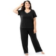 thumbnail image 3 of Fruit of the Loom Women's Soft & Breathable V-Neck Short Sleeve Top & Pajama Pant Set, Sizes S-4X, 3 of 11