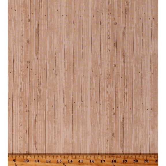 Cotton Barn Wood Wooden Boards Floorboards Planks Timber Lumber Building Wall Carpenter Carpentry Cotton Fabric Print by the Yard (51403-1)