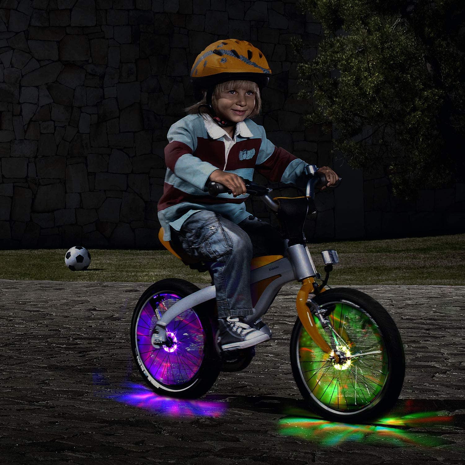 Bike Wheel Hub Lights USB Rechargeable Waterproof LED Cycling Lights Colorful Bicycle Spoke Lights for Child Balance Bike Safety Riding Warning and Decoration 