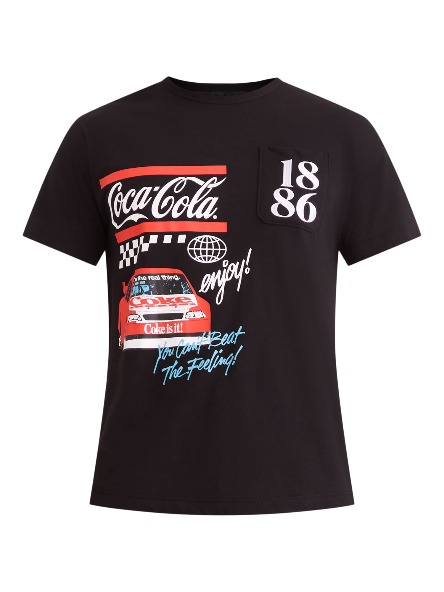Coca-Cola Racing Men's and Big Men's Front Back Graphic Pocket Tee, Sizes S-3XL